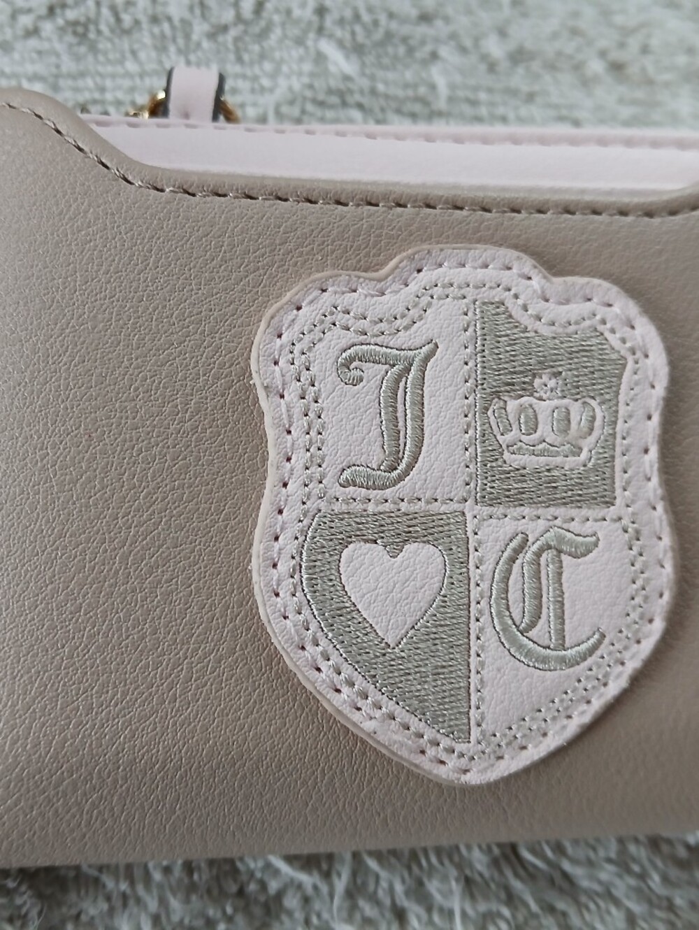 Juicy Couture Pink and Taupe Leatherette Zip Wallet